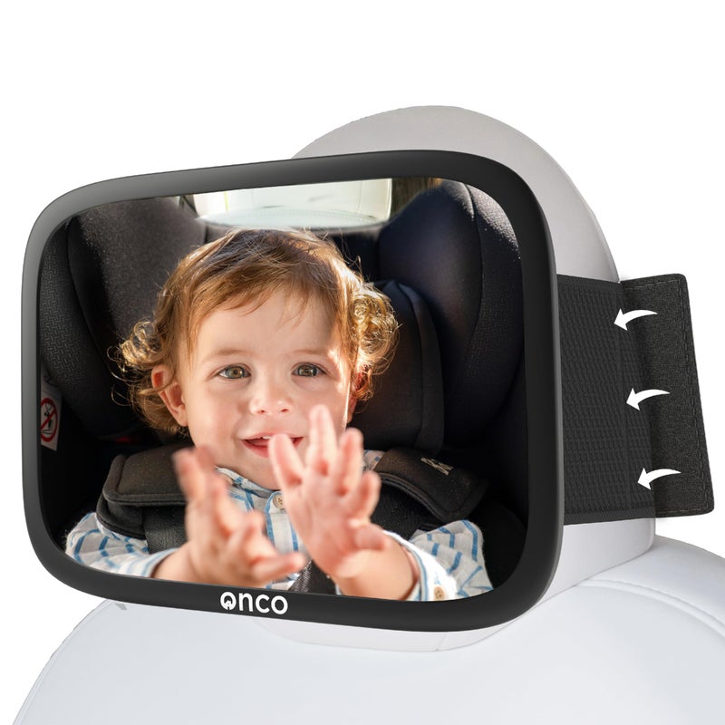 Onco Fixed Headrest Baby Car Mirror - Tesla-Compatible Car Mirror for Baby, 100% Shatterproof & Shake-Proof, Non-Slip with 360° Rotation, Newborn Must Haves - Image 1